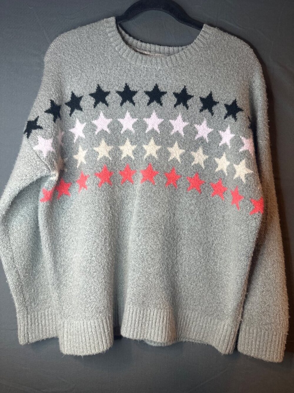 Workshop Womens S Star Sweater Gray Y2K Indie Preppy Whimsigoth Cozy Knit